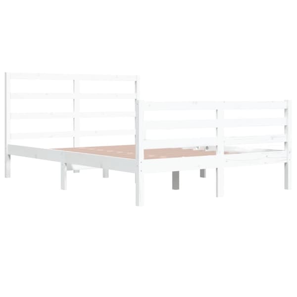 sengeramme 140x200 cm massivt fyrretræ hvid