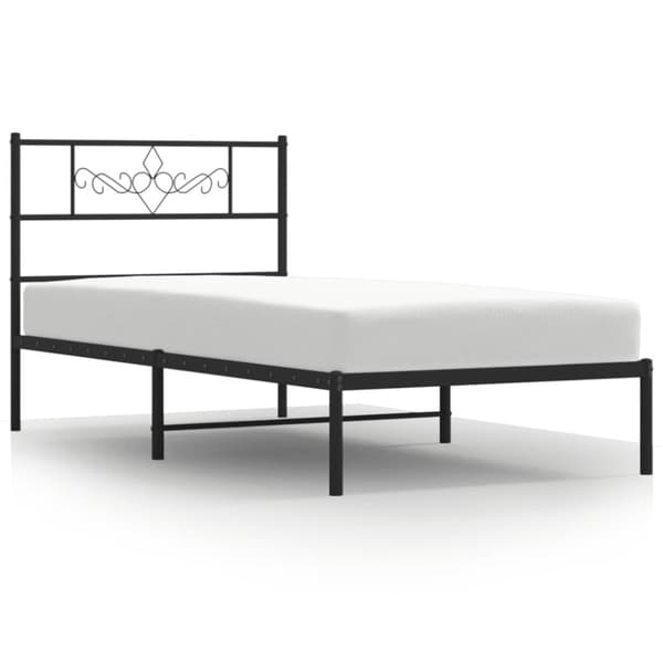 Sängram med huvudgavel metall svart 100x190 cm