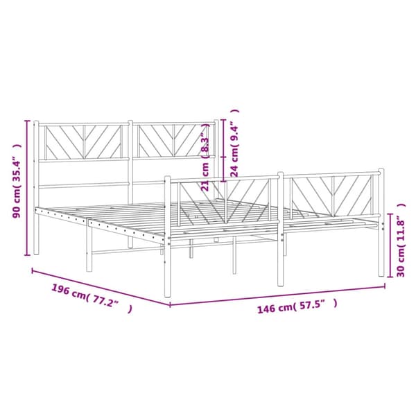 sengeramme med sengegavl og fodgærde 140x190 cm metal hvid