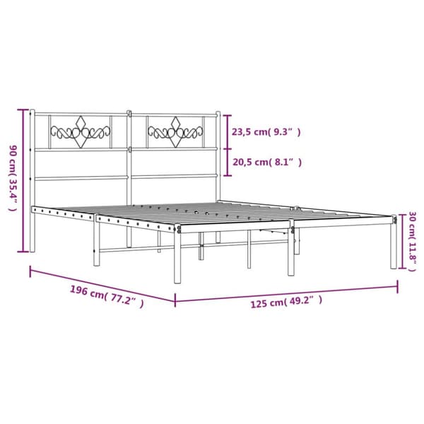 sengeramme med sengegavl 120x190 cm metal hvid