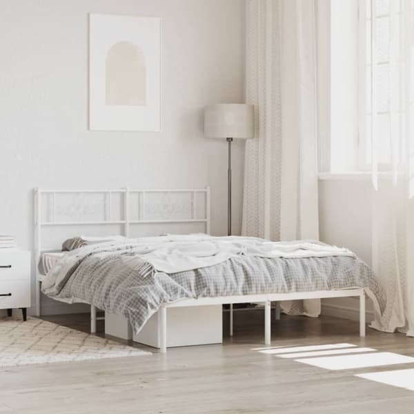 sengeramme med sengegavl 120x190 cm metal hvid