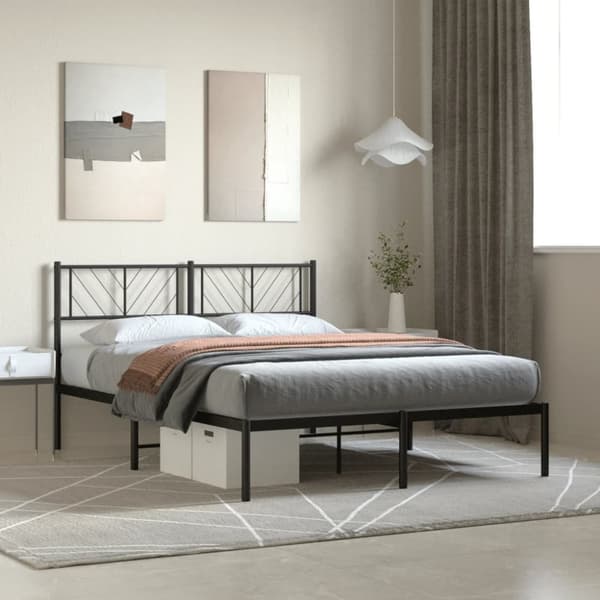 sengeramme med sengegavl 160x200 cm metal sort