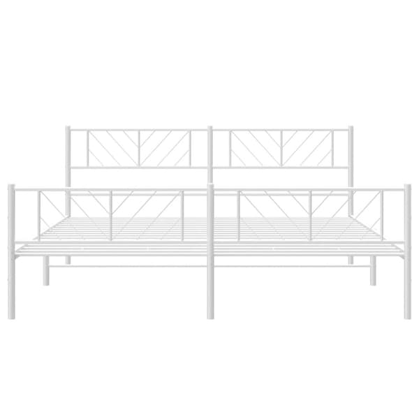 sengeramme med sengegavl og fodgærde 180x200 cm metal hvid