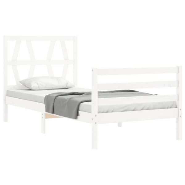 sengeramme med sengegavl 90x200 cm massivt træ hvid
