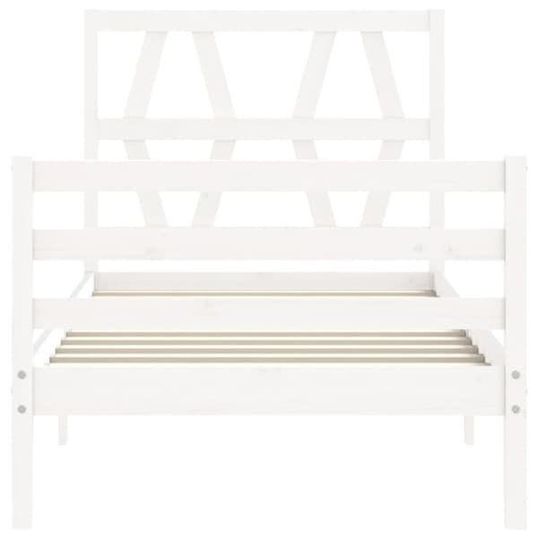 sengeramme med sengegavl 90x200 cm massivt træ hvid