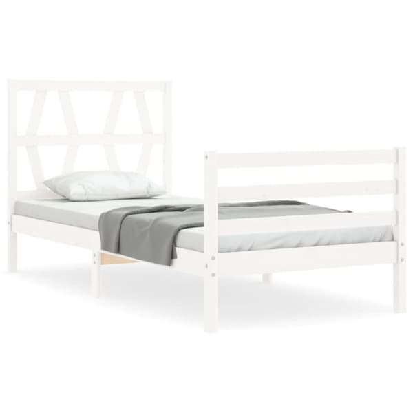 sengeramme med sengegavl 90x200 cm massivt træ hvid