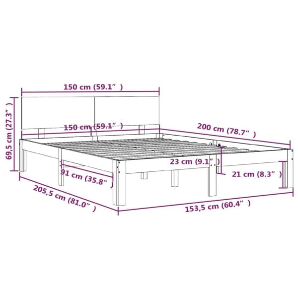 sengeramme 150x200 cm massivt træ