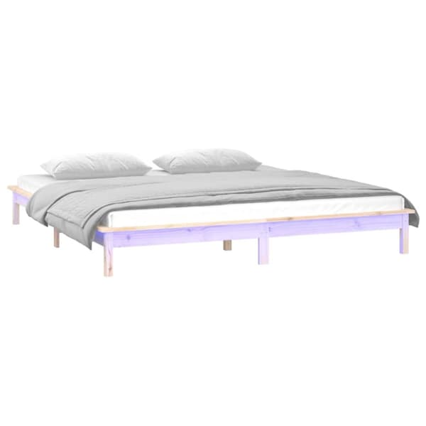 Sängynrunko LED-valoilla 135x190 cm Double täysi puu