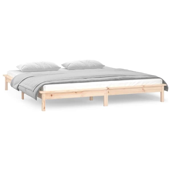 Sängynrunko LED-valoilla 135x190 cm Double täysi puu
