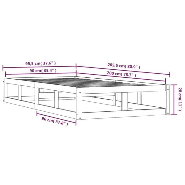 sengeramme 90x200 cm massivt træ