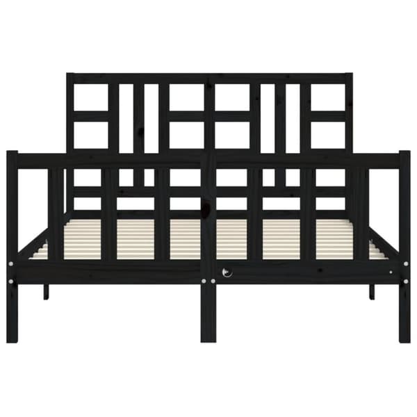 Sängram med huvudgavel svart 140x190 cm massivt trä