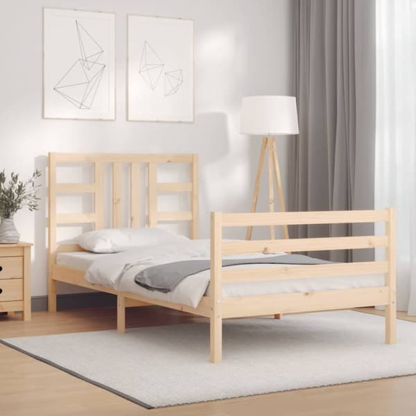sengeramme med sengegavl 90x200 cm massivt træ