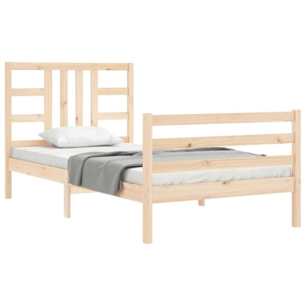 sengeramme med sengegavl 90x200 cm massivt træ