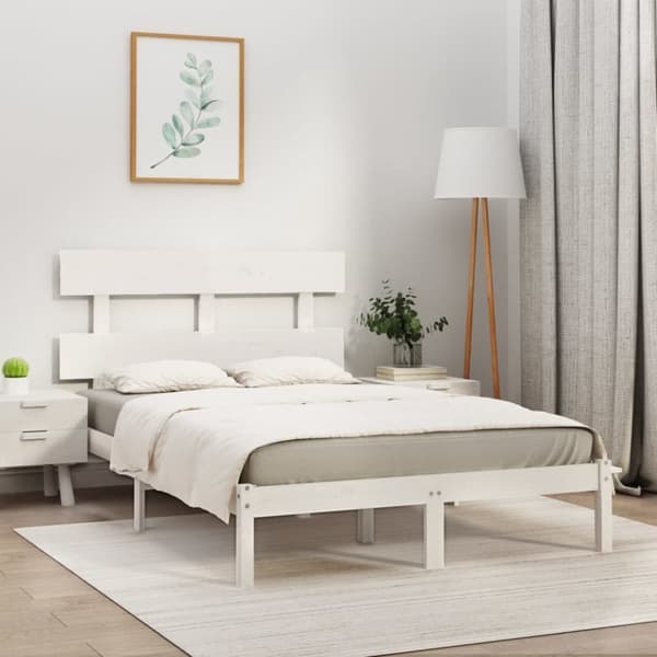 sengeramme 200x200 cm massivt træ hvid