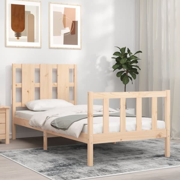Sängram med sänggavel 90x190 cm massivt trä