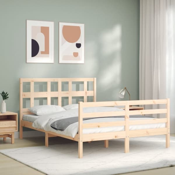sengeramme med sengegavl 120x200 cm massivt træ hvid