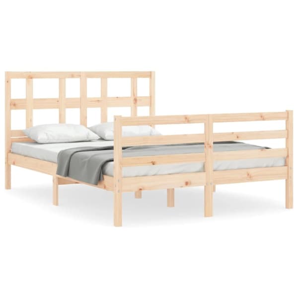 sengeramme med sengegavl 120x200 cm massivt træ hvid