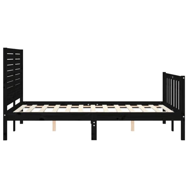 sengeramme med sengegavl 140x190 cm massivt træ sort