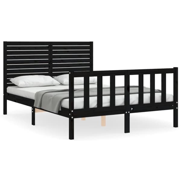 sengeramme med sengegavl 140x190 cm massivt træ sort