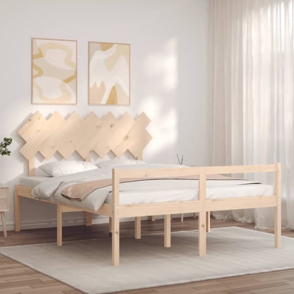 seniorseng med sengegavl 140x200 cm massivt træ