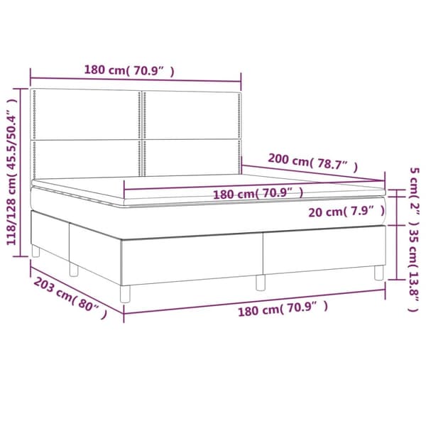 Ramsäng med madrass vit 180x200 cm konstläder