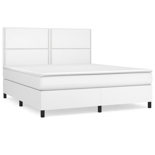 Ramsäng med madrass vit 180x200 cm konstläder