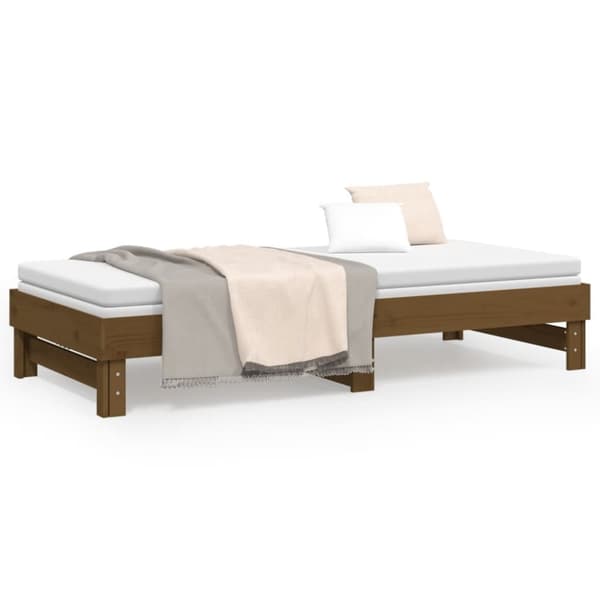 Utdragbar dagbädd honungsbrun 2x(90x200) cm massiv furu