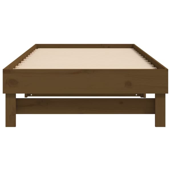 Utdragbar dagbädd honungsbrun 2x(90x200) cm massiv furu