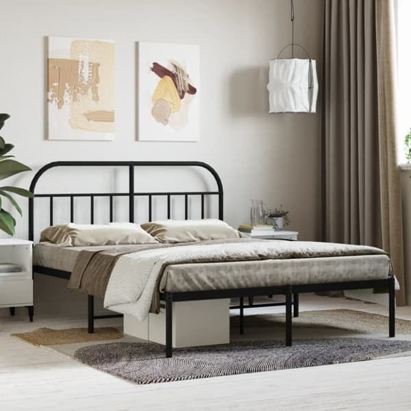 sengeramme med sengegavl 140x190 cm metal sort