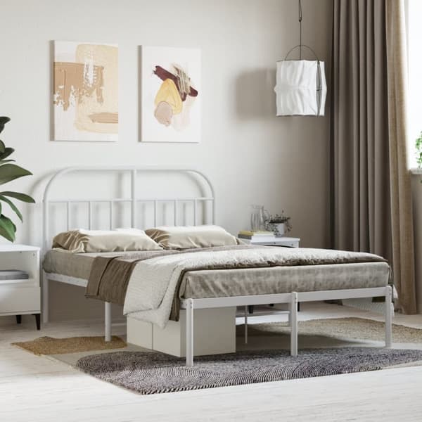 sengeramme med sengegavl 120x200 cm metal hvid