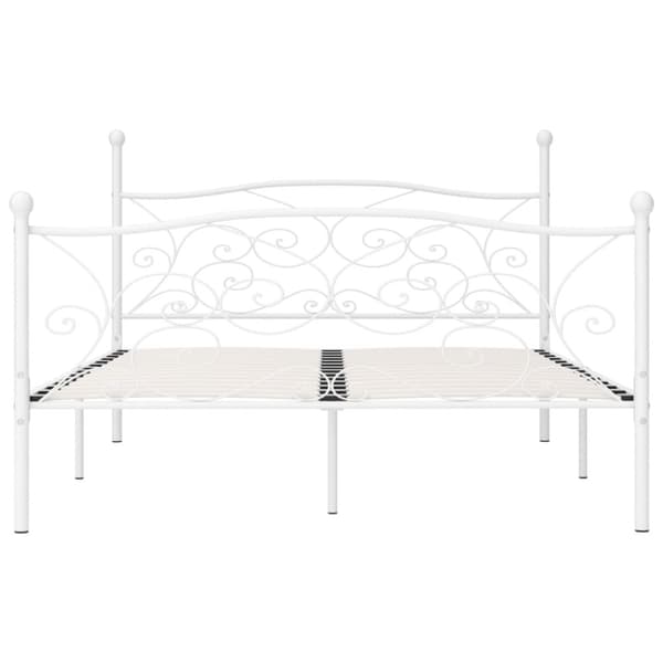 Sängram med ribbotten vit metall 200x200 cm