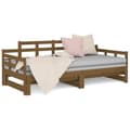 Miniatyrbild 5 av 10: Bäddsoffa honungsbrun massiv furu 2x(90x190) cm