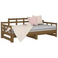 Miniatyrbild 6 av 10: Bäddsoffa honungsbrun massiv furu 2x(90x190) cm