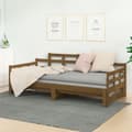 Miniatyrbild 1 av 10: Bäddsoffa honungsbrun massiv furu 2x(90x190) cm