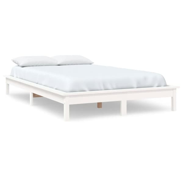 sengeramme 140x200 cm massivt fyrretræ hvid
