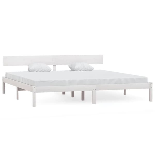 sengeramme 200x200 cm massivt fyrretræ hvid