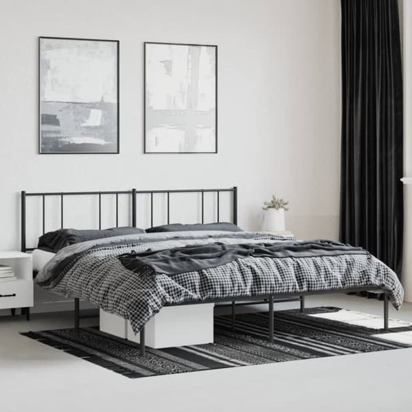 sengeramme med sengegavl 200x200 cm metal sort