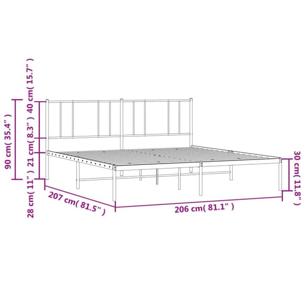 sengeramme med sengegavl 200x200 cm metal sort