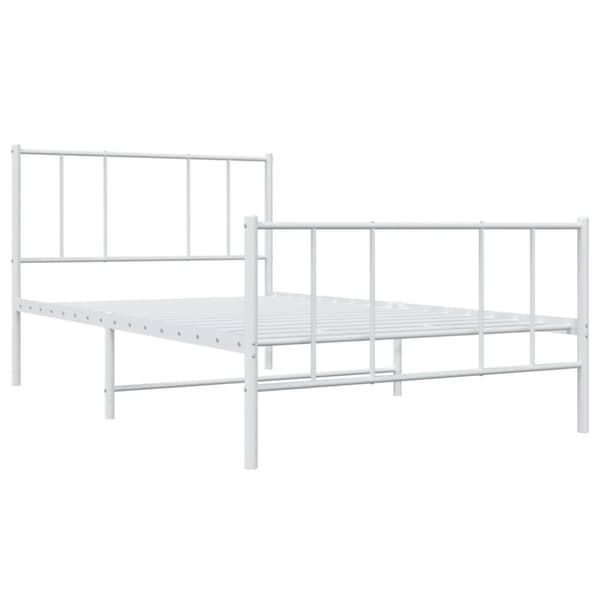 sengeramme med sengegavl og fodgærde 90x200 cm metal hvid