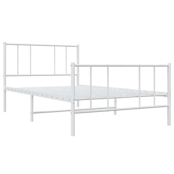 sengeramme med sengegavl og fodgærde 90x200 cm metal hvid