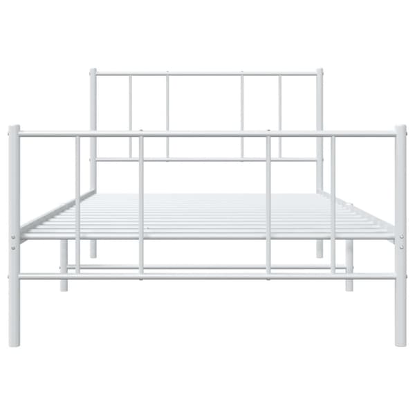 sengeramme med sengegavl og fodgærde 90x200 cm metal hvid