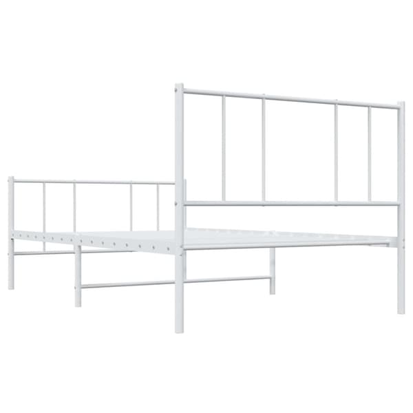 sengeramme med sengegavl og fodgærde 90x200 cm metal hvid