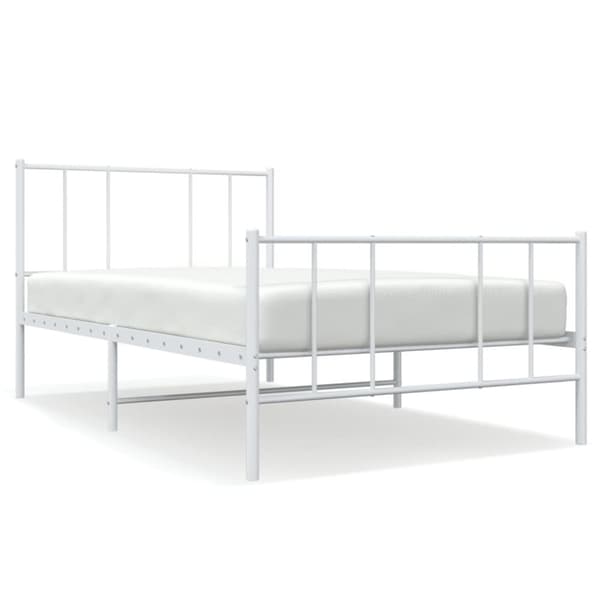 sengeramme med sengegavl og fodgærde 90x200 cm metal hvid