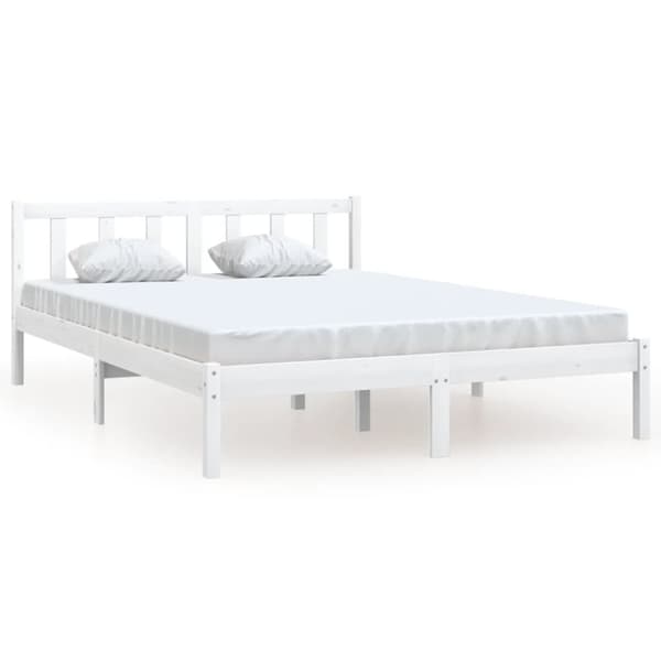 sengestel 135x190 cm Double massivt fyrretræ hvid