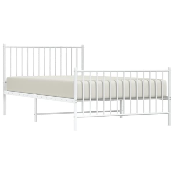 sengeramme med sengegavl og fodgærde 107x203 cm metal hvid