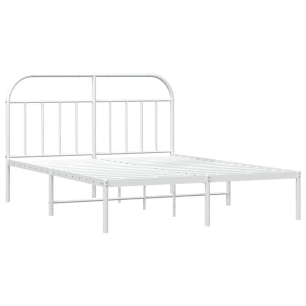 Sängram med huvudgavel metall vit 183x213 cm