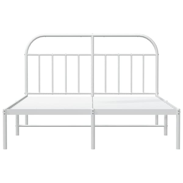 Sängram med huvudgavel metall vit 183x213 cm