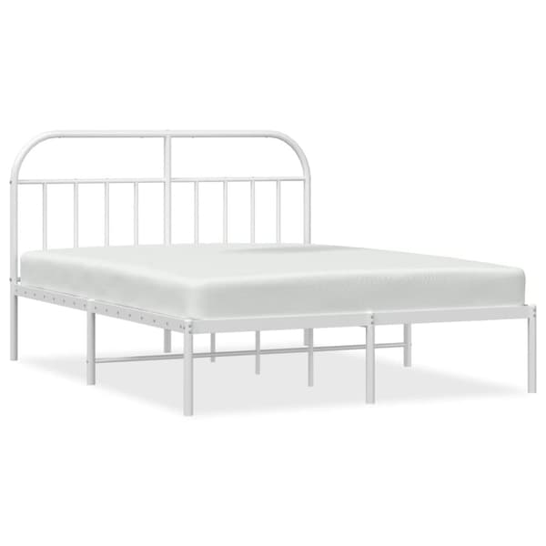 Sängram med huvudgavel metall vit 183x213 cm