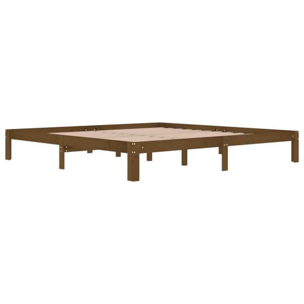 sengeramme 200x200 cm massivt fyrretræ gyldenbrun