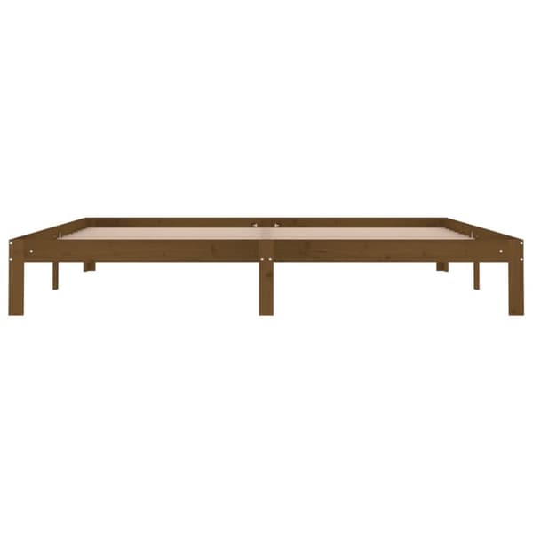 sengeramme 200x200 cm massivt fyrretræ gyldenbrun